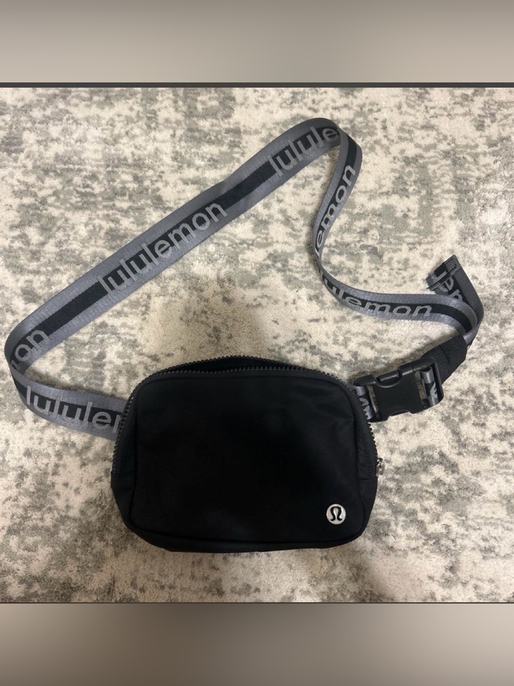 lululemon athletica Black Belt Bag / Fanny Pack with Gray Logo Strap